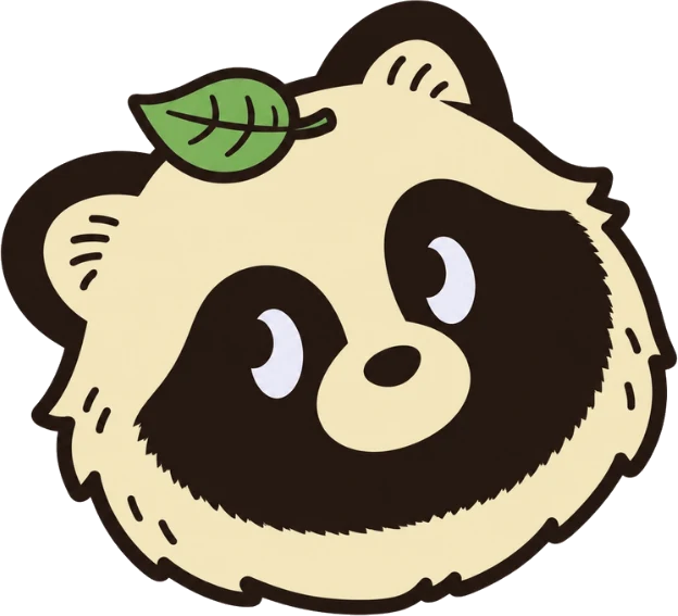 Mizozu tanuki mascot with a leaf on its head