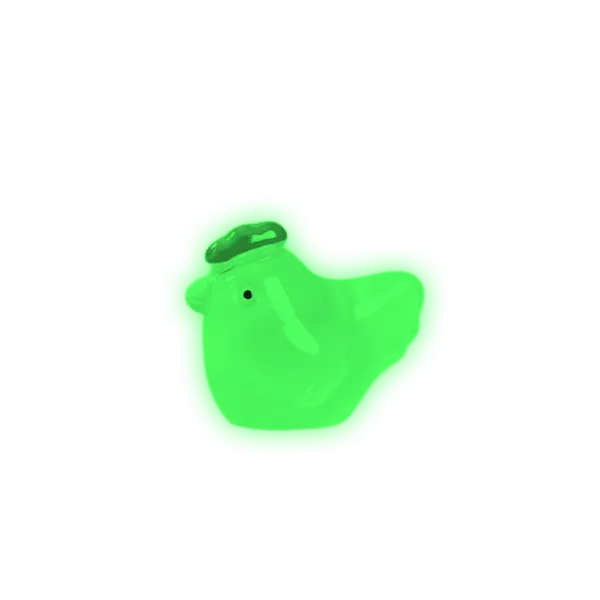 Miniature Glow Hen Assorted (1pc) glowing green in the dark