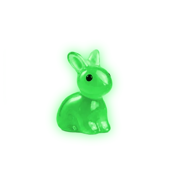 Miniature Glow Rabbit Assorted (1pc) glowing green in the dark